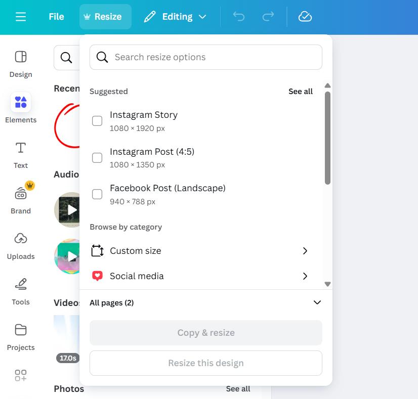 Magic Resize trong Canva